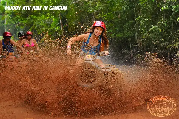 cuatrimotos muddy atv ride in cancun when it rains