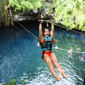 zipline in cenote at cancun tours